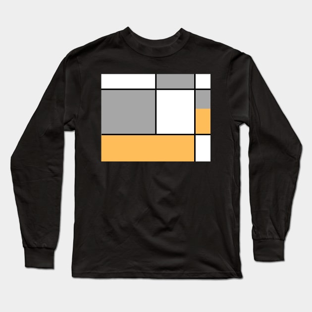 Squares and Rectangles  Gold , Grey, and White Long Sleeve T-Shirt by BirdsnStuff